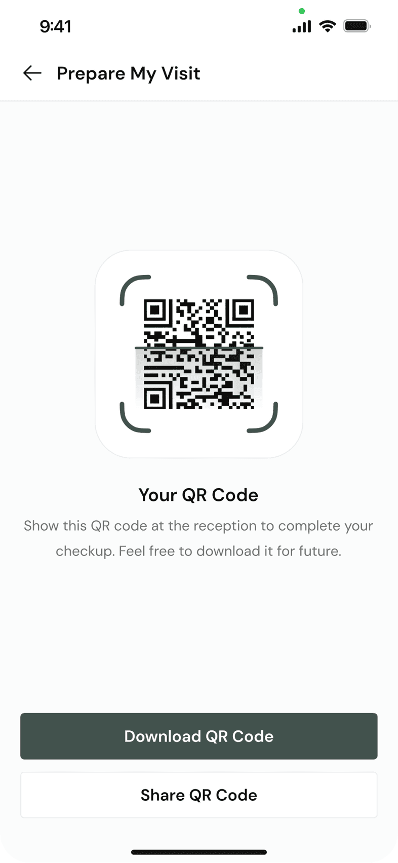 Your QR code screen